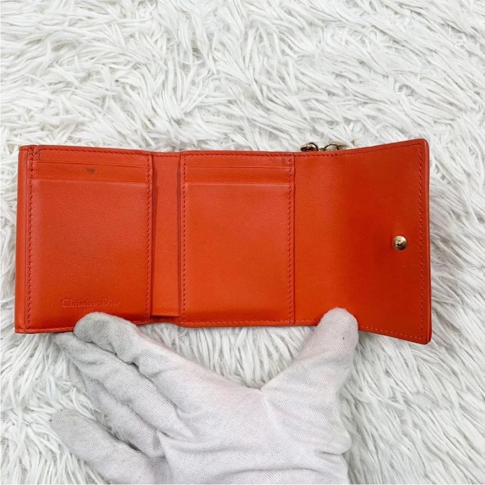 Dior Orange Quilted Wallet